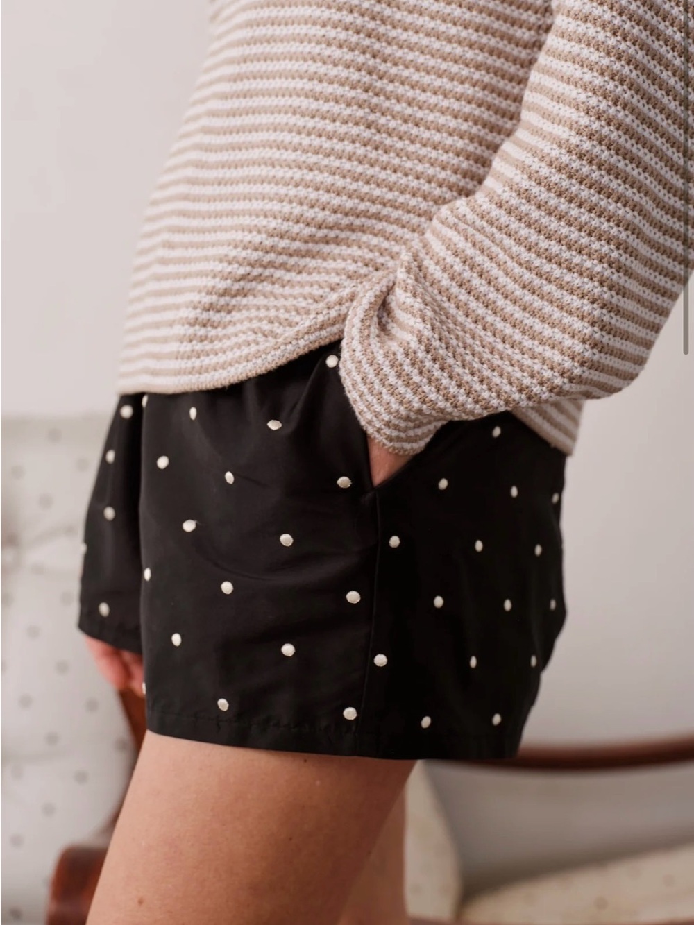NWT Donni Silk Taffeta Tap Short in Jet Cream Dot size M